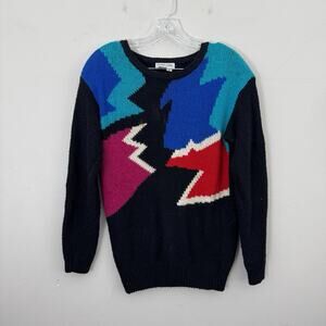 Andrea Gayle Y2K Black Long Sleeve Silk Blend Pullover Sweater Women’s Size S